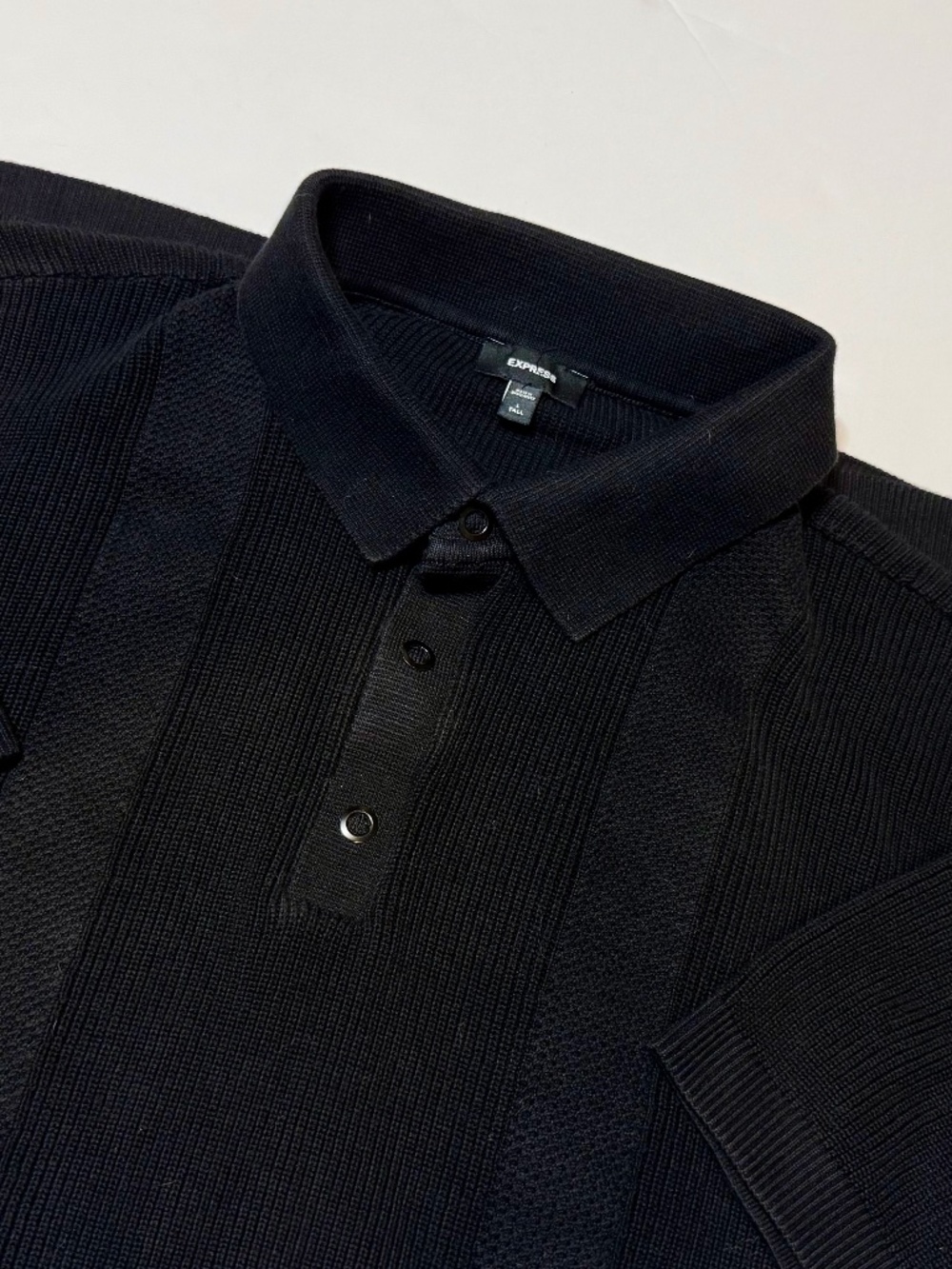 Express Men's Cotton/Rayon Blend Sweater Polo Large Tall- Black